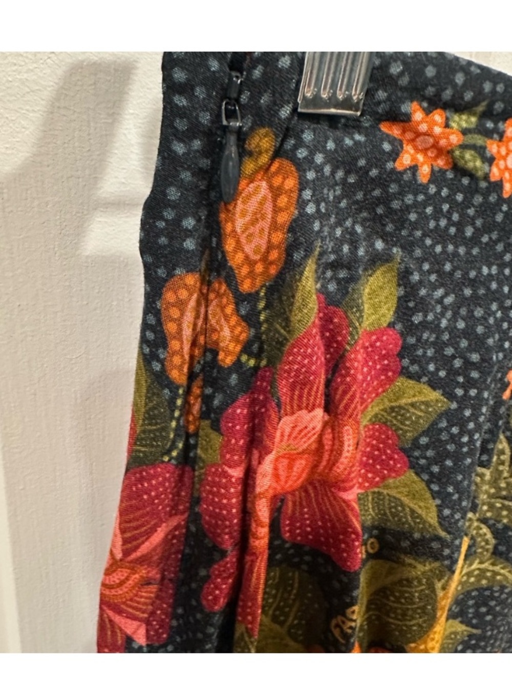 New Anthropologie Farm Rio Satin Slip Pineapple Floral Green Resort Midi Skirt M - Picture 6 of 9